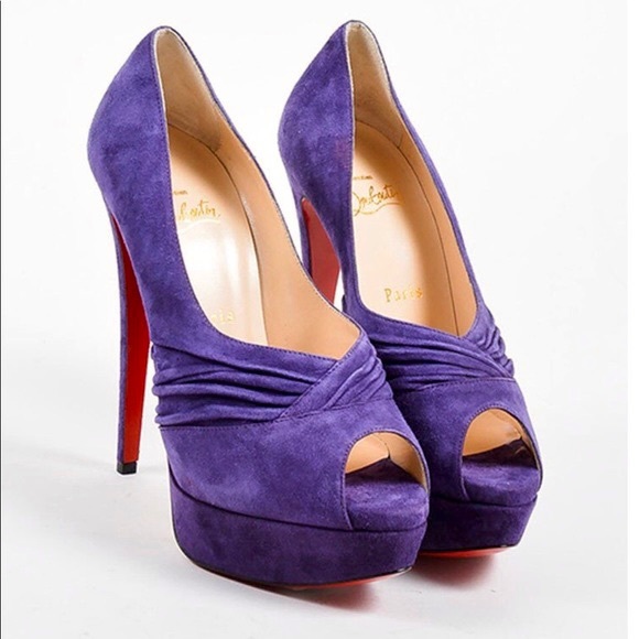 Christian Louboutin Peep Toe Suede Heels - Picture 2 of 8